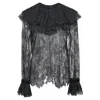 Philosophy By Lorenzo Serafini Philosophy Di Lorenzo Serafini Ruffle Lace Blouse In Black Polyamide In Black