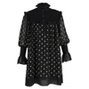 PHILOSOPHY BY LORENZO SERAFINI PHILOSOPHY DI LORENZO SERAFINI RUFFLED NECK MINI DRESS IN BLACK POLYESTER