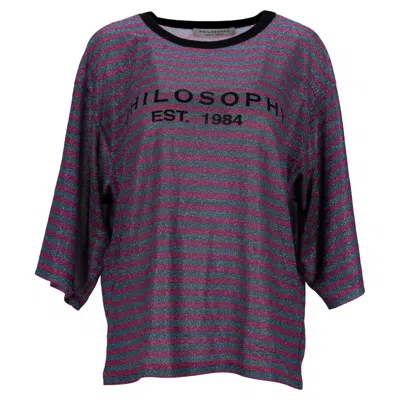 Philosophy By Lorenzo Serafini Striped T-shirt In Multicolor Nylon
