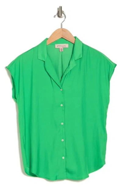 Philosophy By Rpublic Clothing Cap Sleeve Camp Shirt In Green