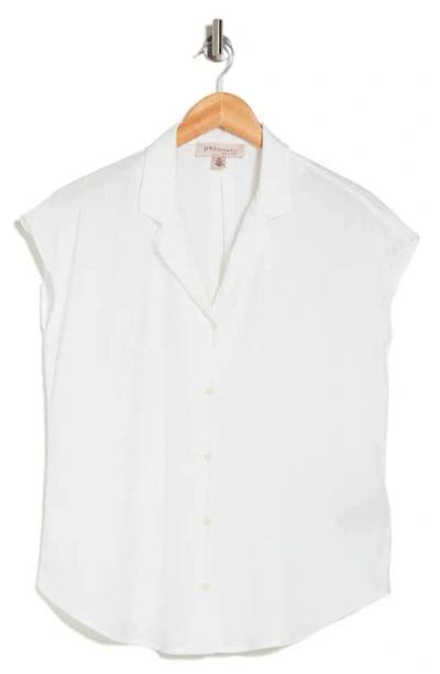 Philosophy By Rpublic Clothing Cap Sleeve Camp Shirt In White