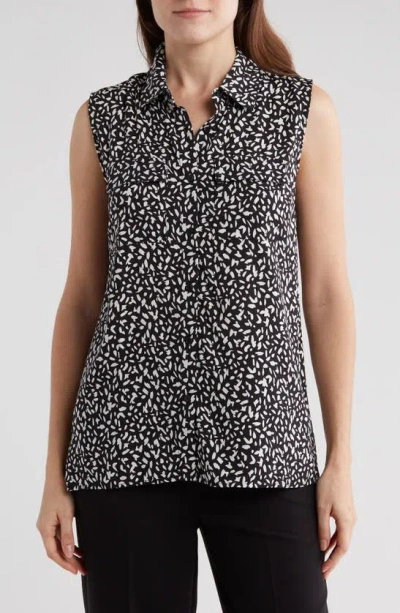 Philosophy By Rpublic Clothing Print Sleeveless Shirt In Black/ White Abstract Deco