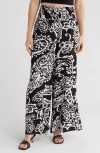 Philosophy By Rpublic Clothing Smocked Wide Leg Pants In Black/ White Paisley