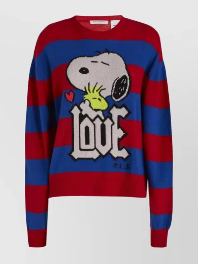 Philosophy Cashmere Blend Knit Sweater With Peanuts™ Inlay In Multi
