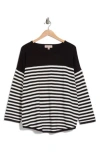 Philosophy Cashmere Drop Shoulder Intarsia Sweater In Black/ivory