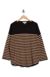 Philosophy Cashmere Drop Shoulder Intarsia Sweater In Black/vicuna