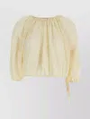 Philosophy Di Lorenzo Serafini White Top With Gathers And Elastic Waist With Drawstring In Tech Fabric Woman