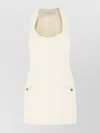 Philosophy Di Lorenzo Serafini Cotton Blend Mini Dress With Slit Pockets In Neutrals