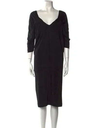 Pre-owned Philosophy Di Alberta Ferretti V-neck Midi Length Dress In Black