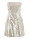Philosophy Di Lorenzo Serafini Metallic Dress With All-over Sequins In Tech Fabric Woman In Neutral