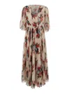 Philosophy Di Lorenzo Serafini Multicolor Long Dress With All-over Floral Print In Tech Fabric Woman In Multicolor