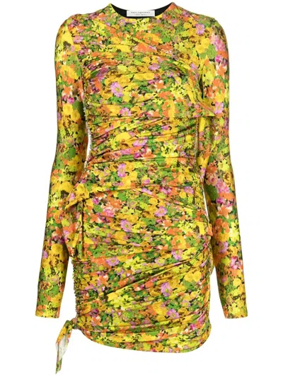 Philosophy Di Lorenzo Serafini Printed Stretch Jersey Mini Dress In Giallo