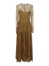 Philosophy Di Lorenzo Serafini Maxi Dress With Lace Overlay And Flared Skirt In Brown