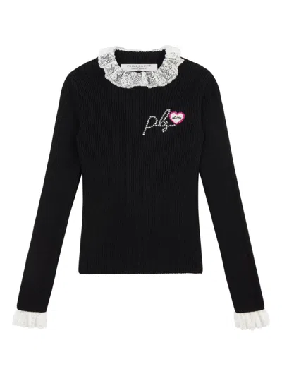 Philosophy Di Lorenzo Serafini Kids' Appliqué Logo Knit Top In Black