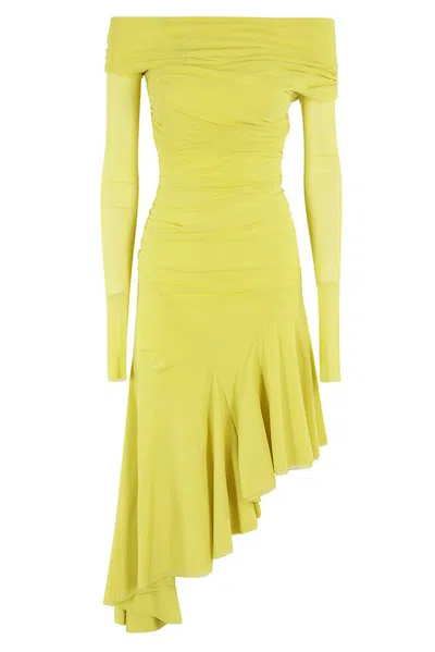 Philosophy Di Lorenzo Serafini Asymmetric Hem Midi Dress In Yellow