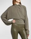 Philosophy Di Lorenzo Serafini Asymmetric Long-sleeve Collared Blouse In Green
