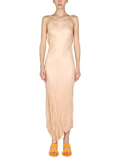 Philosophy Di Lorenzo Serafini Asymmetric Pleated Midi Dress In Brown