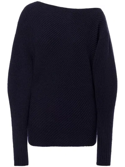 Philosophy Di Lorenzo Serafini Asymmetrischer Pullover Aus Geripptem Strick In Blau