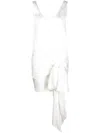 Philosophy Di Lorenzo Serafini Asymmetric Tie-front Mini Dress In Weiss