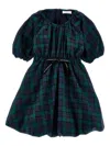 Philosophy Di Lorenzo Serafini Balloon-sleeve Plaid Dress In Blue