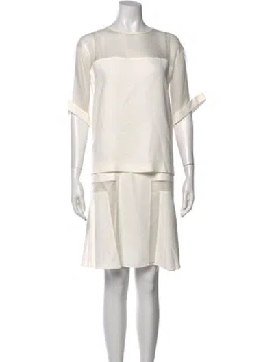 Pre-owned Philosophy Di Lorenzo Serafini Bateau Neckline Knee-length Dress In Neutral