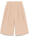 Philosophy Di Lorenzo Serafini Beige Cotton Blend Shorts With Pleats In Beige