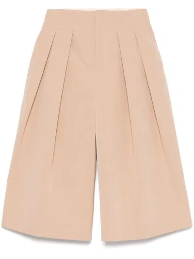 Philosophy Di Lorenzo Serafini Beige Cotton Blend Shorts With Pleats