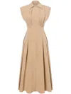 Philosophy Di Lorenzo Serafini Beige Flared Midi Dress With Front Zipper In Beige