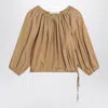 Philosophy Di Lorenzo Serafini Beige Ruched Cotton-blend Blouse