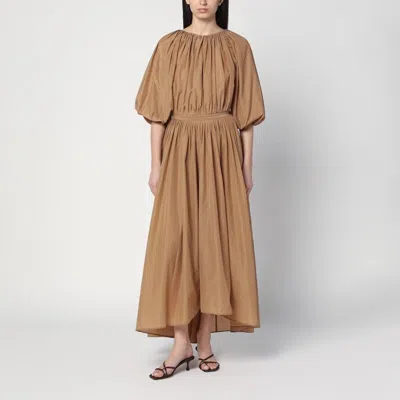 Philosophy Di Lorenzo Serafini Beige Ruffled Dress In Cotton Blend In Nude