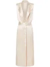 Philosophy Di Lorenzo Serafini Abito Midi Con Bottoni Beige In Beige