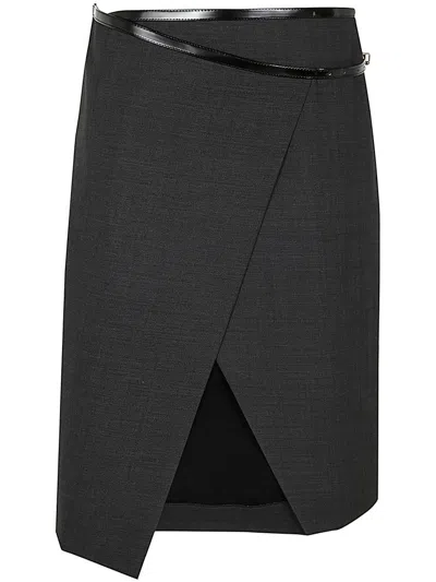 Philosophy Di Lorenzo Serafini Belted Asymmetric Mini Skirt In Grey