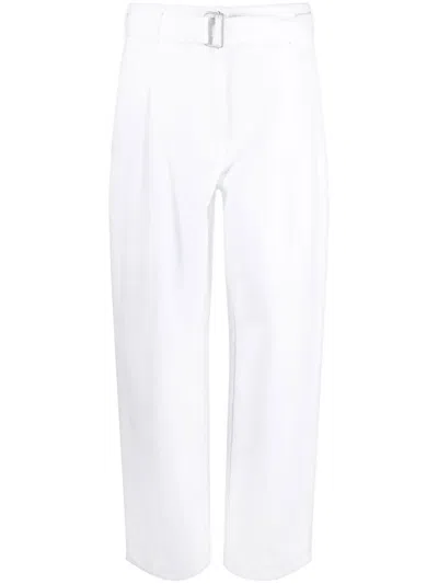 Philosophy Di Lorenzo Serafini Belted Cotton Gabardine Trousers In White