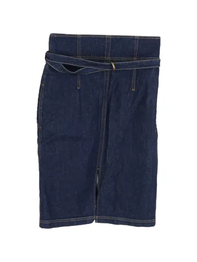 Pre-owned Philosophy Di Lorenzo Serafini Belted Denim Mini Skirt In Blue