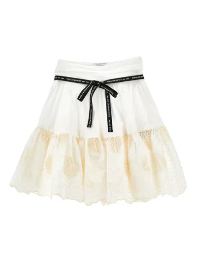 Philosophy Di Lorenzo Serafini Kids' Belted-floral Skirt In White
