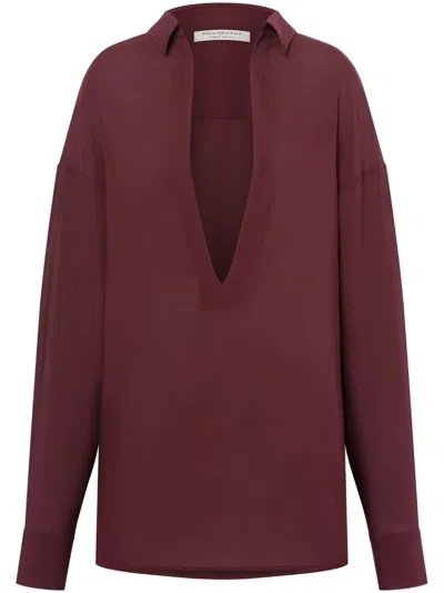 Philosophy Di Lorenzo Serafini Belted Long-sleeve Dress In Red