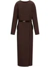 PHILOSOPHY DI LORENZO SERAFINI BELTED LONG-SLEEVE MIDI DRESS