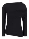 Philosophy Di Lorenzo Serafini Black Asymmetric Top With Long Sleeves In Pleated Viscose Blend Woman In Black