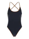 Philosophy Di Lorenzo Serafini Black Costume With Crossed Straps And Lettering Logo In Tech Fabric Woman In Black