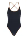 Philosophy Di Lorenzo Serafini Black Costume With Crossed Straps And Lettering Logo In Tech Fabric Woman In Black