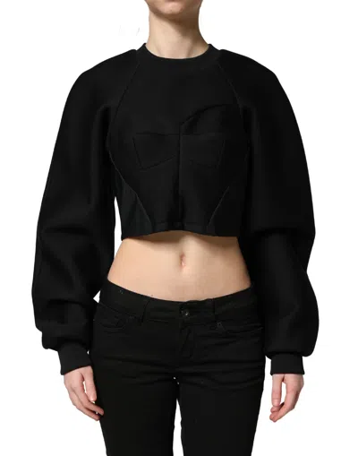 Philosophy Di Lorenzo Serafini Black Cropped Zipperback Sweatshirt Sweater