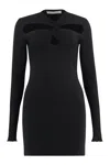 PHILOSOPHY DI LORENZO SERAFINI BLACK CUT-OUT DETAIL SWEATER DRESS WITH CROSSOVER NECKLINE FOR WOMEN