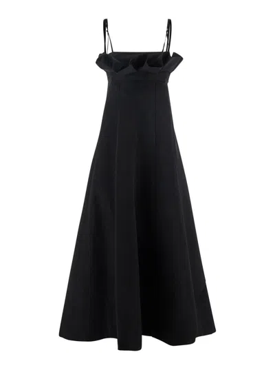 Philosophy Di Lorenzo Serafini Black Dress With Ruffles And Thin Shoulder Straps