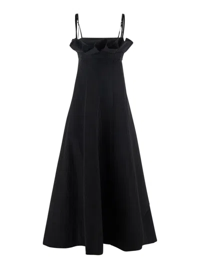 Philosophy Di Lorenzo Serafini Black Dress With Ruffles And Thin Shoulder Straps