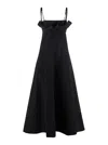 Philosophy Di Lorenzo Serafini Black Dress With Ruffles And Thin Shoulder Straps In Cotton Blend And Tech Fabric Woman In Black