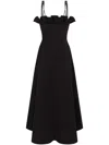 Philosophy Di Lorenzo Serafini Black Dress With Ruffles And Thin Shoulder Straps In Cotton Blend And Tech Fabric Woman In Black