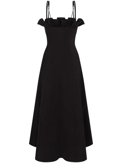 Philosophy Di Lorenzo Serafini Black Flared Long Dress With Straps