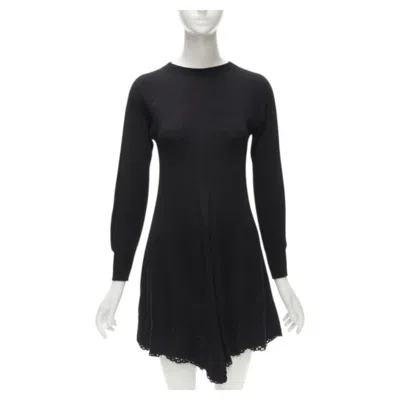 Pre-owned Philosophy Di Lorenzo Serafini Black Lace Trim Sweater Dress It38 Xs