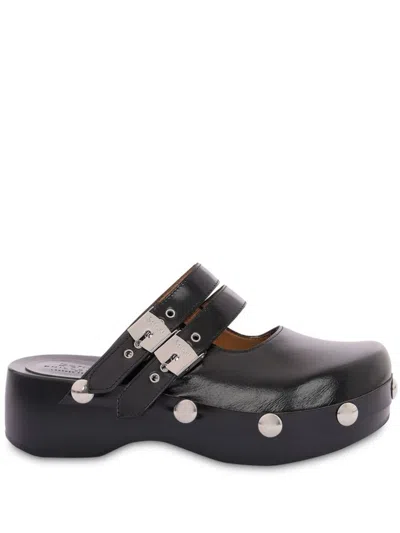 PHILOSOPHY DI LORENZO SERAFINI PHILOSOPHY DI LORENZO SERAFINI BLACK LEATHER MULES WITH BUCKLES