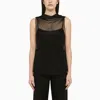 PHILOSOPHY DI LORENZO SERAFINI BLACK MESH TOP WITH RHINESTONES